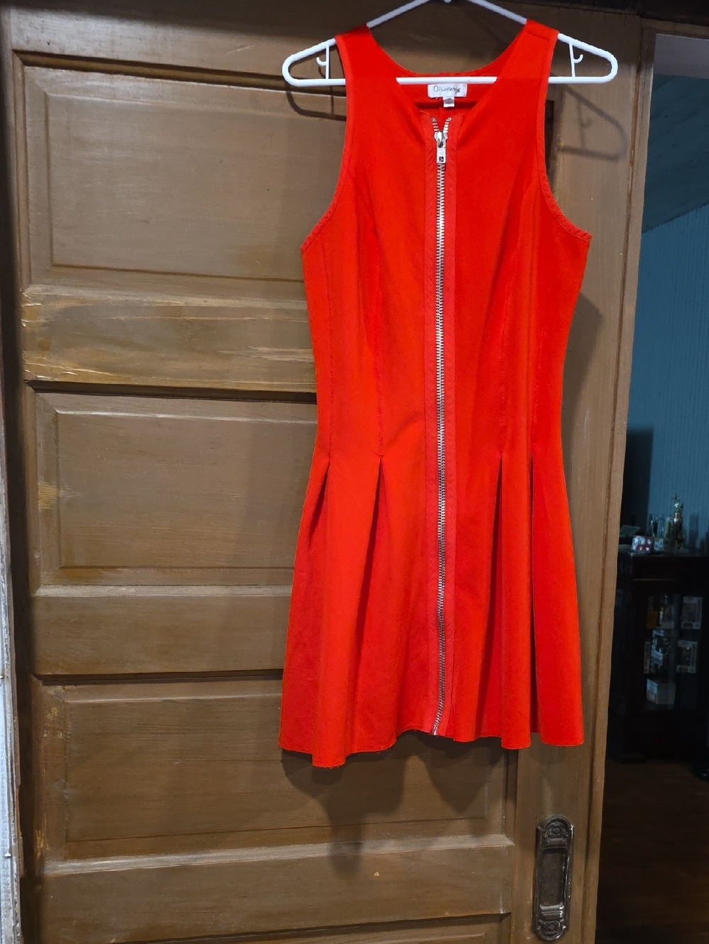 Olsenboye Red Sleeveless Zip-Front Fit-and-Flare Dress